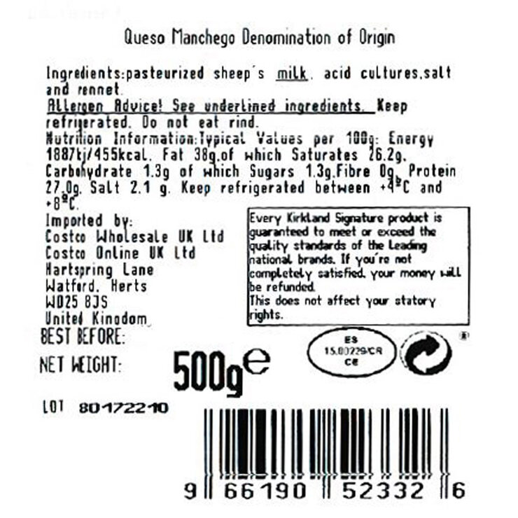 Kirkland Signature Manchego Cheese, 500g