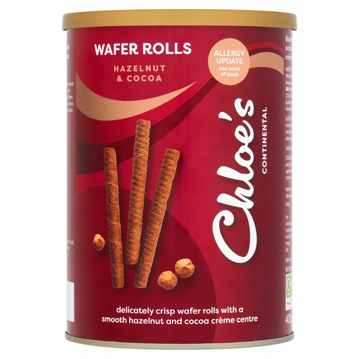 Chloe's Hazelnut and Cocoa Wafer Rolls, 2 x 400g