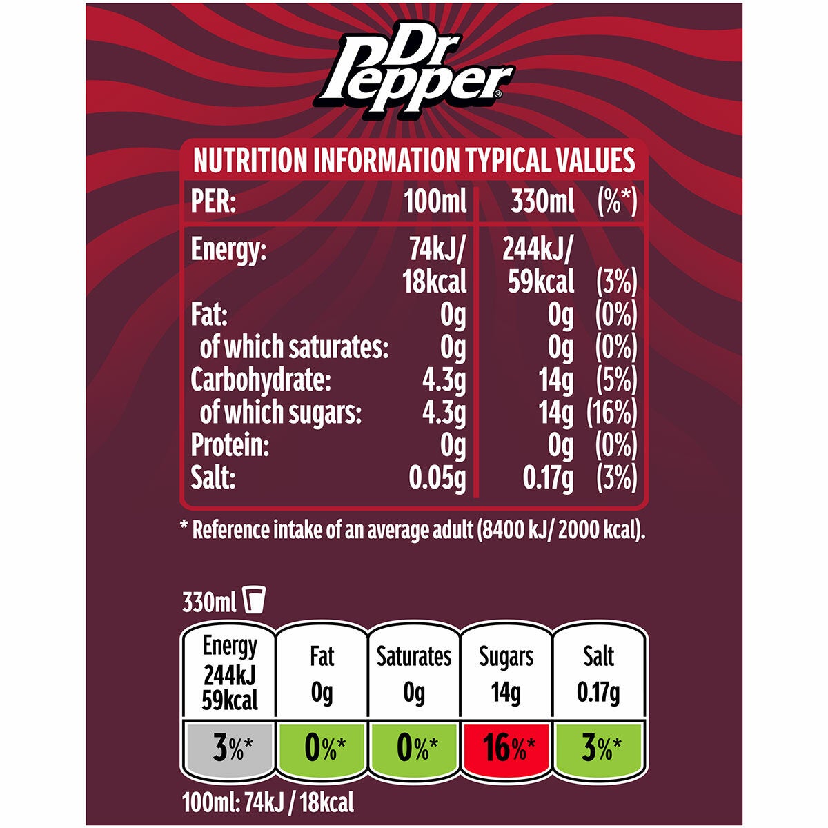 Fanta, Dr Pepper, Sprite Variety Pack, 30 x 330ml