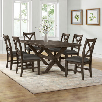 Blakely Extending Dining Table + 6 Cross Back Chairs, Seats 4-6