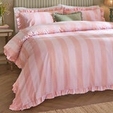Wylder Birdie Raspberry Stripe Duvet Cover Set
