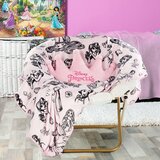 Imagery of Disney Princess blanket/pillow set styled on a bedroom chair