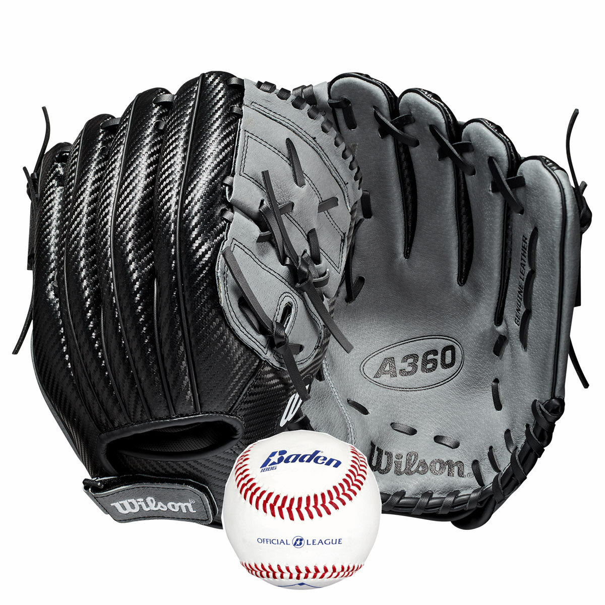 Studio image of the gloves and baseball Studio image of the gloves and baseball
