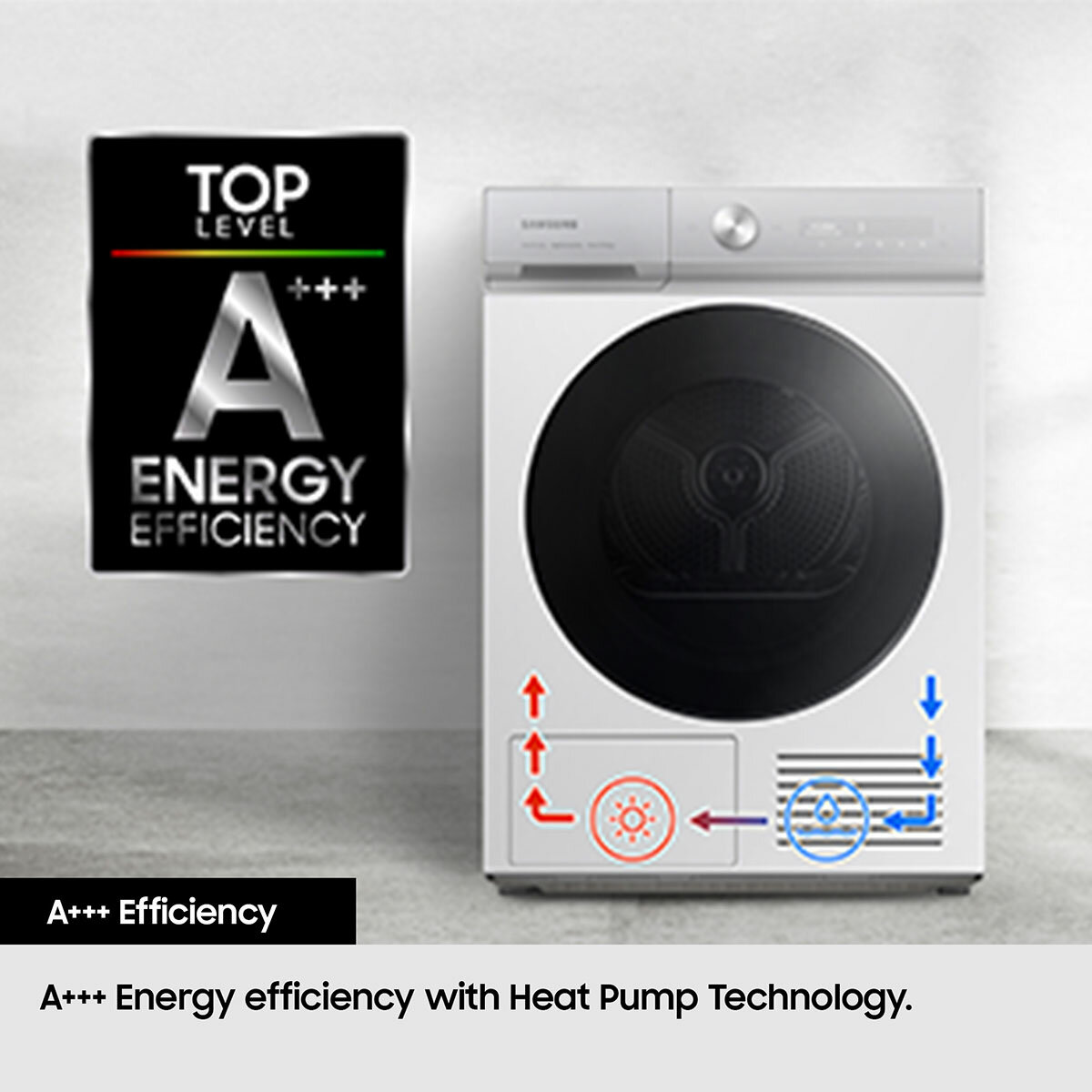 Samsung Series 7 AI Energy DV90T6240LB/S1 9KG Smart Heat Pump Tumble Dryer, A+++ Rated in Black