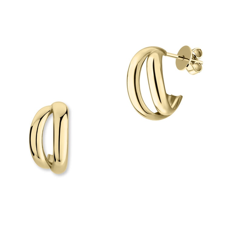 14ct Yellow Gold Double Hoop Link Earrings 14ct Yellow Gold Double Hoop Link Earrings