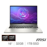 MSI Prestige A16 AI+ A3HMG, AMD Ryzen AI 9, 32GB RAM, 1TB SSD, 16 inch Laptop, 9S7-159K12-028