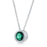 Lab Emerald Birthstone Pendant, 14ct White Gold