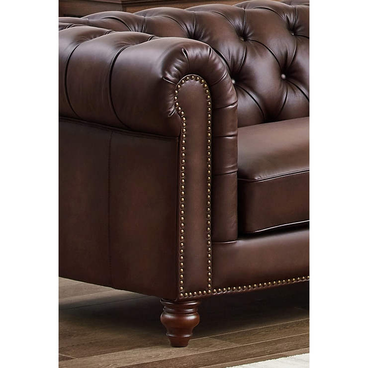 Allington Brown Leather Chesterfield Corner Sofa Costco UK