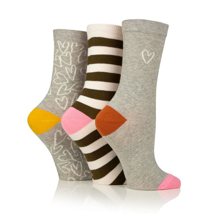 Caroline Gardner Ladies Crew Sock 6 Pack in Grey Caroline Gardner Ladies Crew Sock 6 Pack in Grey