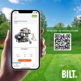 An image of a QR code with 'Scan for 3D instructions' written above it and next to a phone that is explaining the assembly instructions An image of a QR code with 'Scan for 3D instructions' written above it and next to a phone that is explaining the assembly instructions