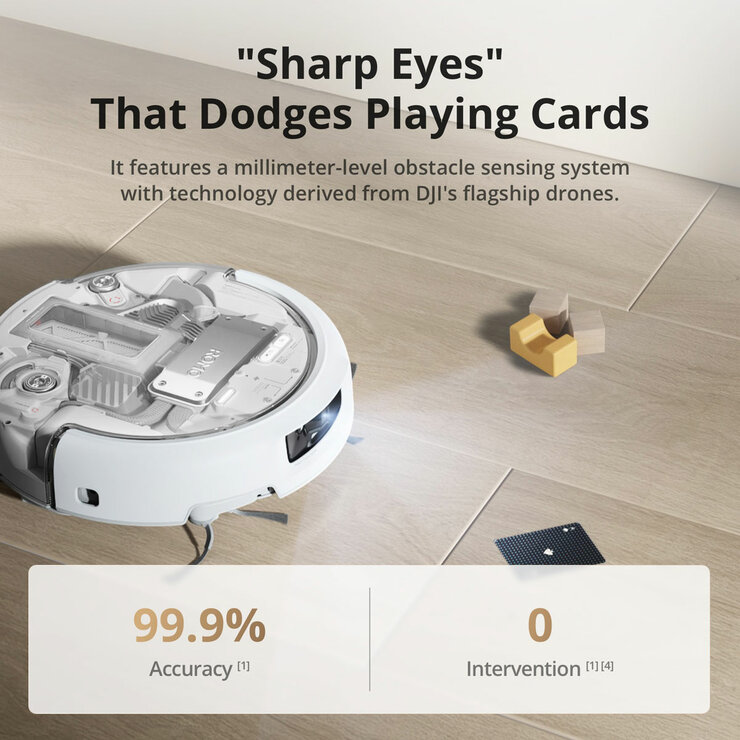 Lifestyle image of DJI ROMO A Robot Vacuum in a living room