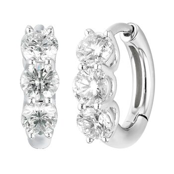 1.18ctw Round Brilliant Diamond Hoop Earrings, 14ct White Gold