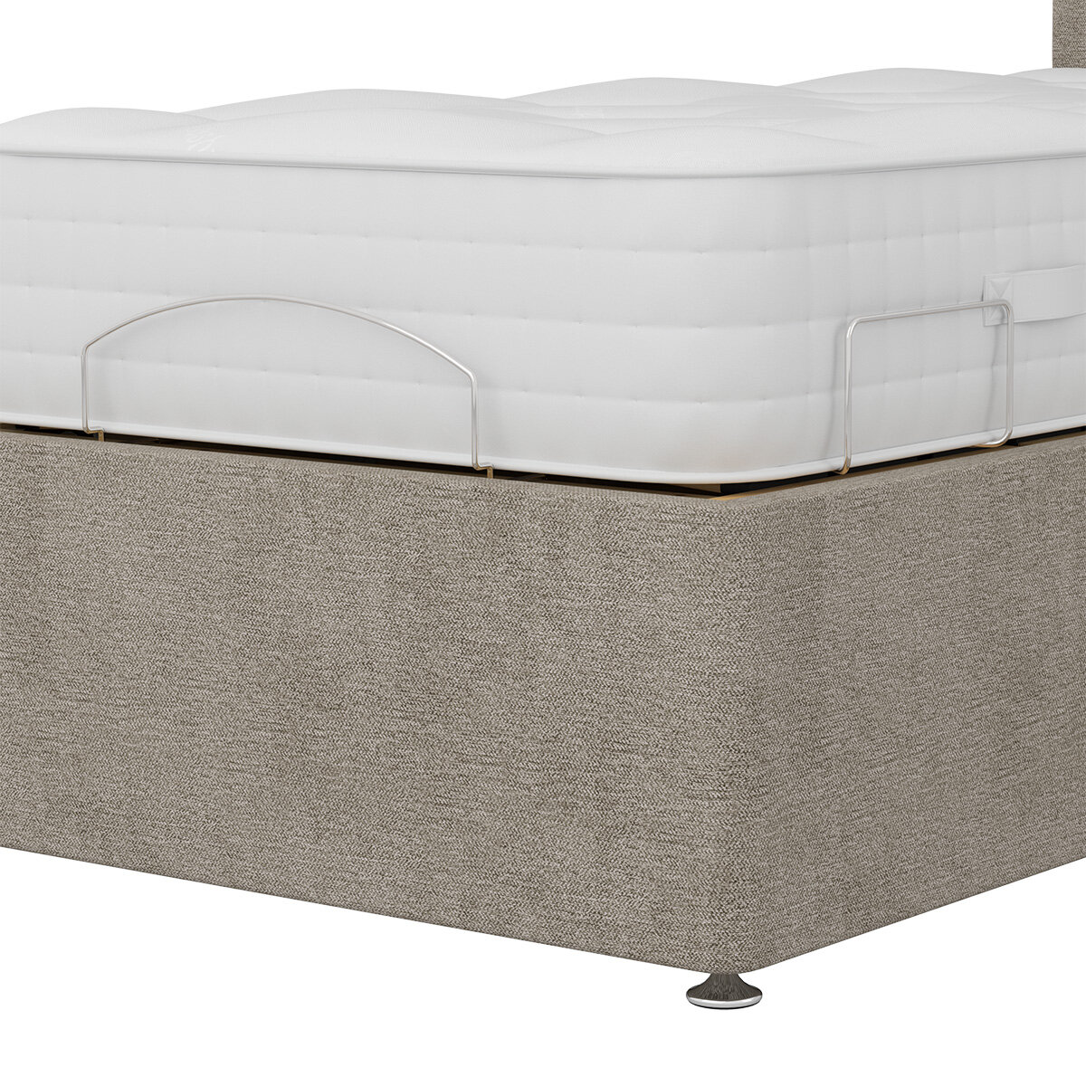 Highgrove Radnor Taupe Fabric Electric Adjustable Bed Frame with 1000 Spring Count Long Single Mattress in 2 Firmness Ratings