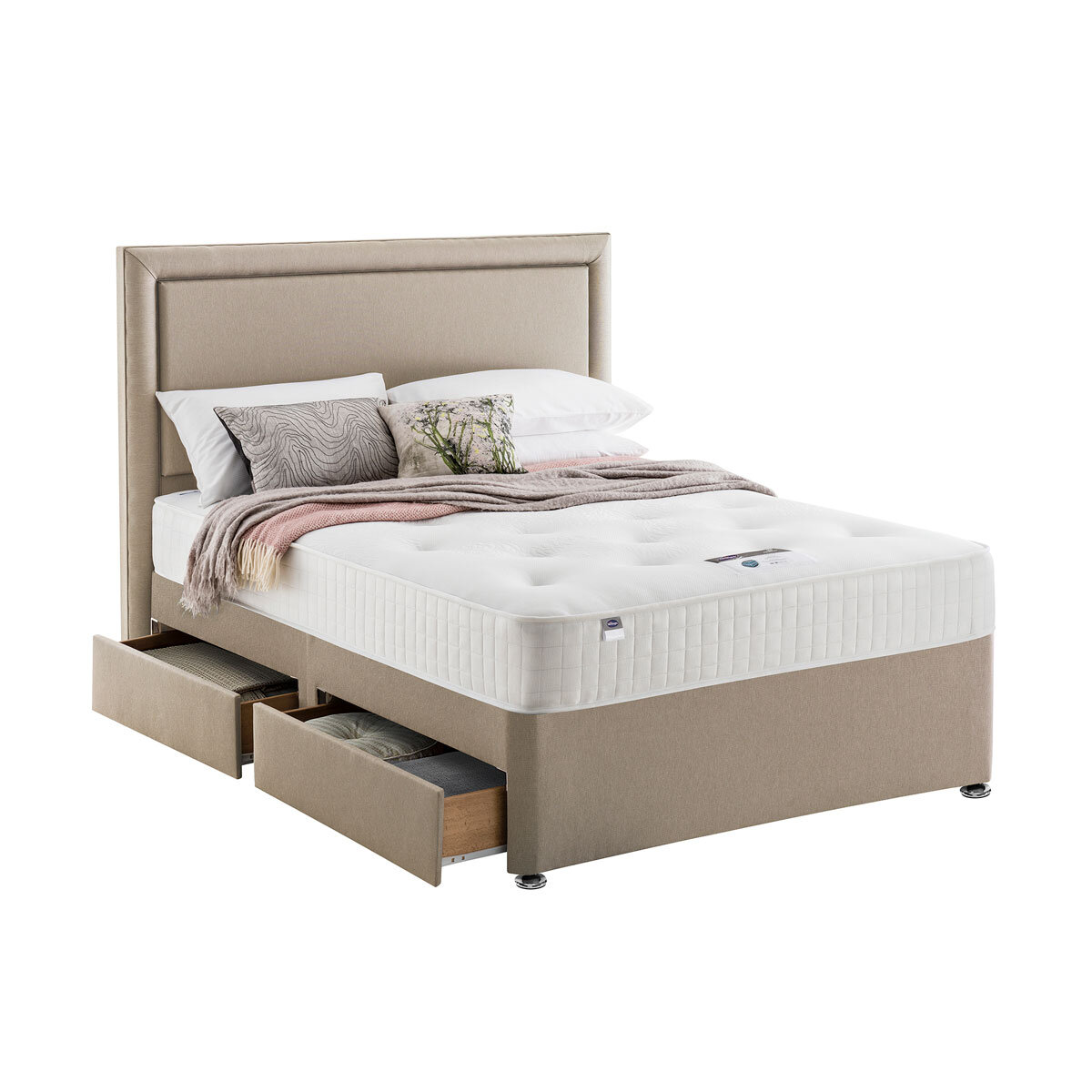 Silentnight 1400 Pocket Ortho Mattress & Sandstone Divan in 4 Sizes