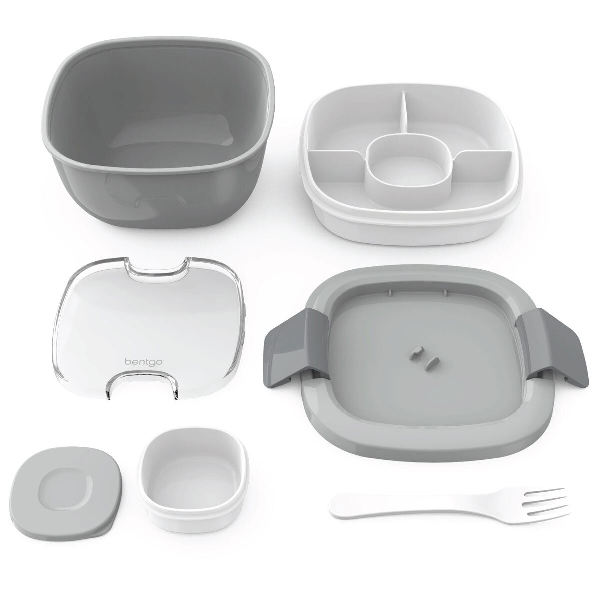 Grey Salad Box showing empty compartments