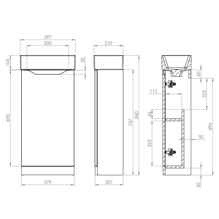 Tavistock Coda Cloakroom Floor Mount With Basin in Grey at costco.co.uk