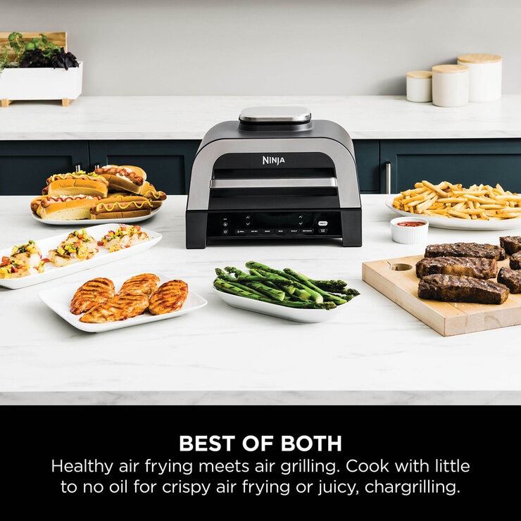 Lifestyle image of grill and air fryer on kitchen countertop Lifestyle image of grill and air fryer on kitchen countertop