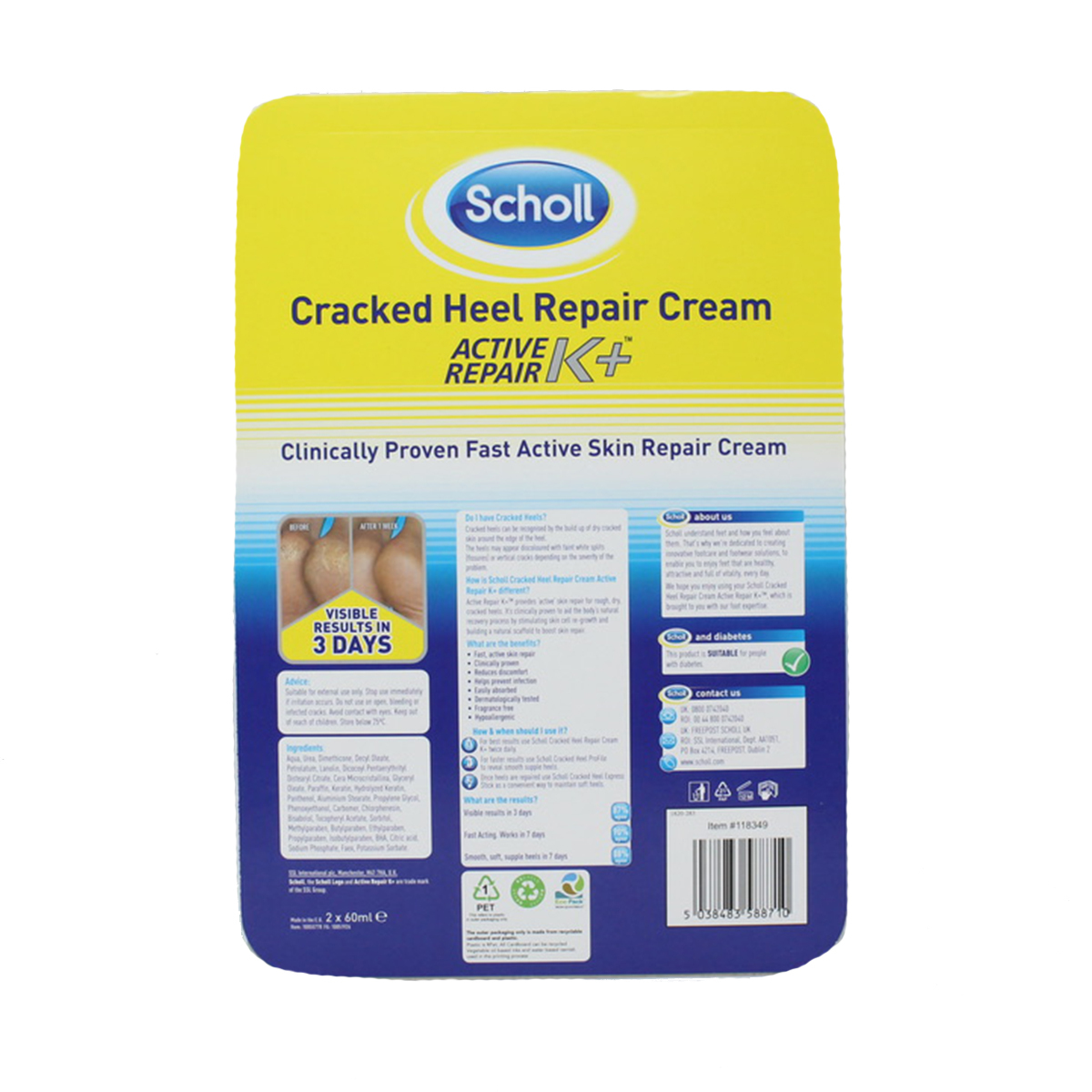 Scholl Cracked Heel Repair Cream, 2 x 60ml