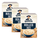 Quaker 100% Wholegrain Rolled Oats, 3 x 1kg