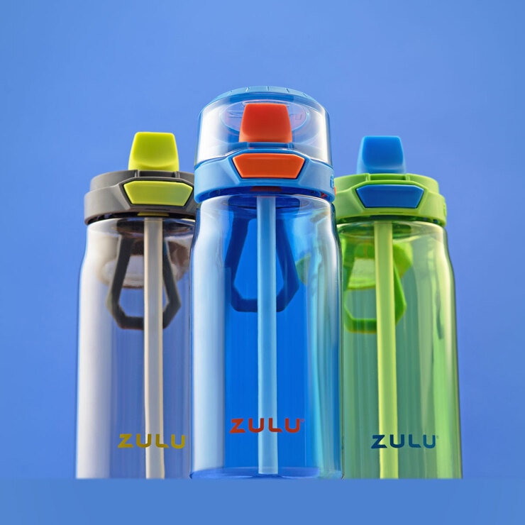 Zulu Flex Water Bottle, 3 Pack in Grey/Blue/Green Zulu Flex Water Bottle, 3 Pack in Grey/Blue/Green