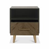 Bentley Designs Sienna Fumed Oak & Peppercorn One Drawer Nightstand, 2 Pack