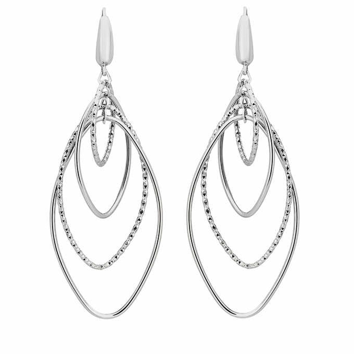14ct White Gold 4 Row Marquise Dangle Earrings Costco UK