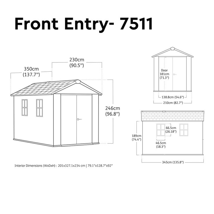 Keter Newton Plus 7ft 6" x 11ft 5" (2.3 x 3.5m) Storage Shed with Front Entry Keter Newton Plus 7ft 6" x 11ft 5" (2.3 x 3.5m) Storage Shed with Front Entry