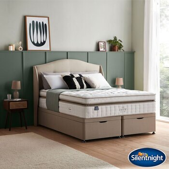 Silentnight Latex 2000 Pocket Boxtop Mattress & Sandstone Full Ottoman Divan in 3 Sizes