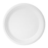 Bagasse 9 Inch Oval White Paper Plate Raised Rim