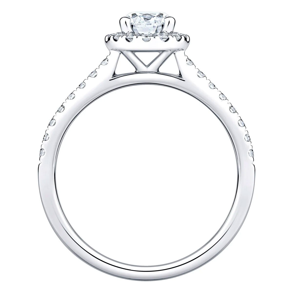 1.00ctw Round Brilliant Cut Diamond Halo Ring,14ct White Gold