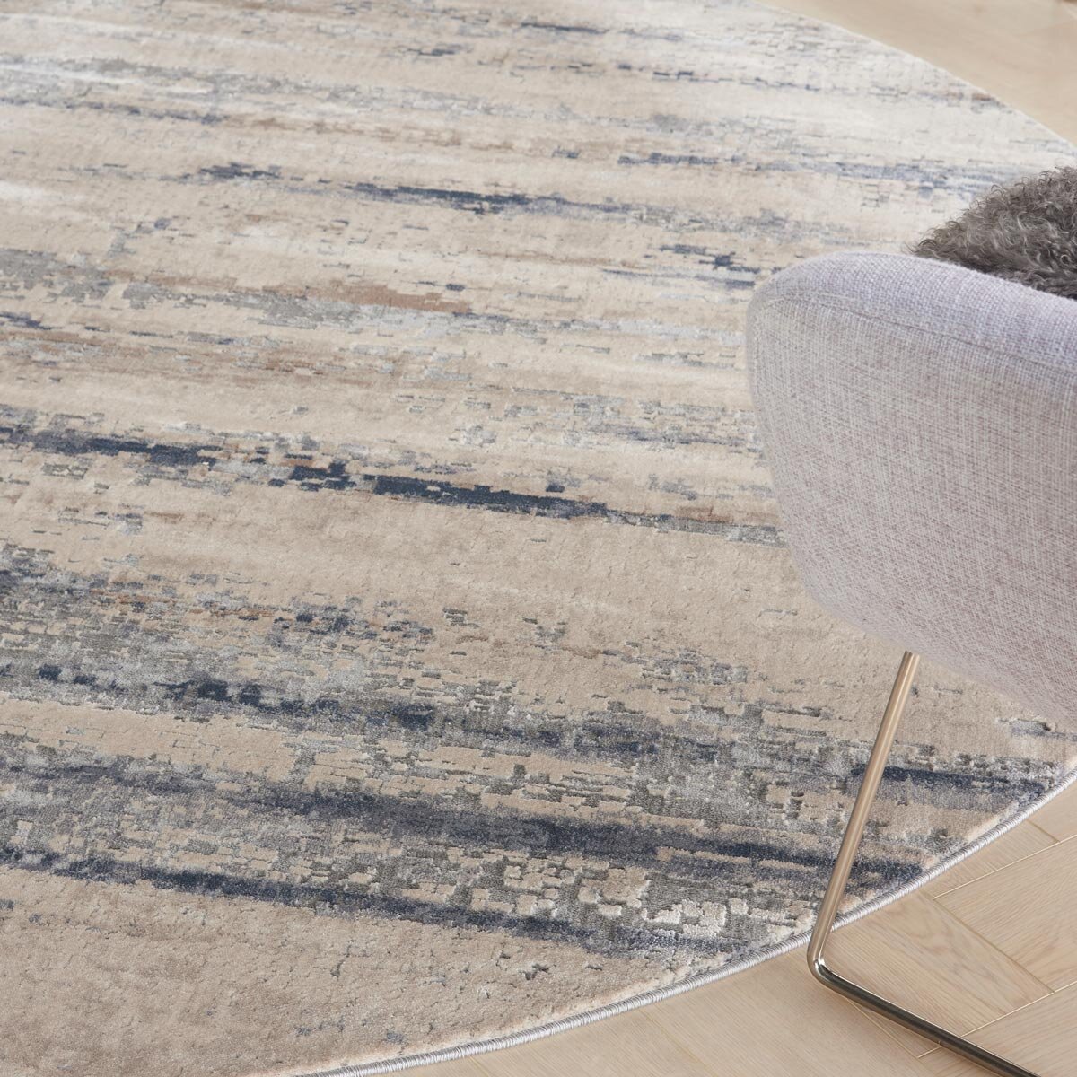 Rustic Textures Rustic Beige & Grey Circle Rug