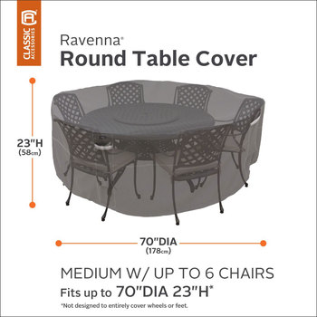 Classic Accessories Ravenna Medium Round Patio Table and Chair Set Cover