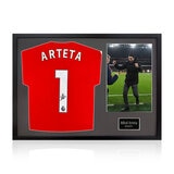 Mikel Arteta Signed Framed Arsenal Shirt including 1 Photo, with Black Mount