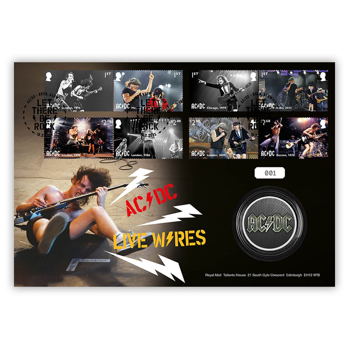 AD/DC Stamps & Medal Cover Live Wires from Royal Mail