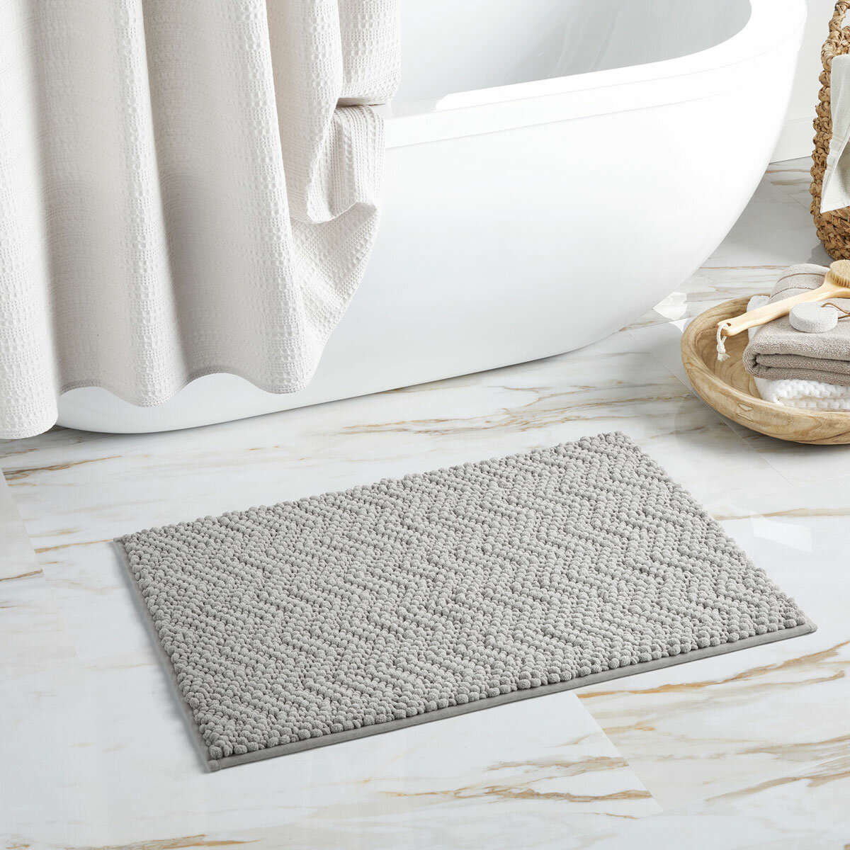 Nubby Chevron Bath Mat in 3 Colours, 56 x 91 cm