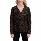 DKNY Ladies Leopard Print Cardigan in Black