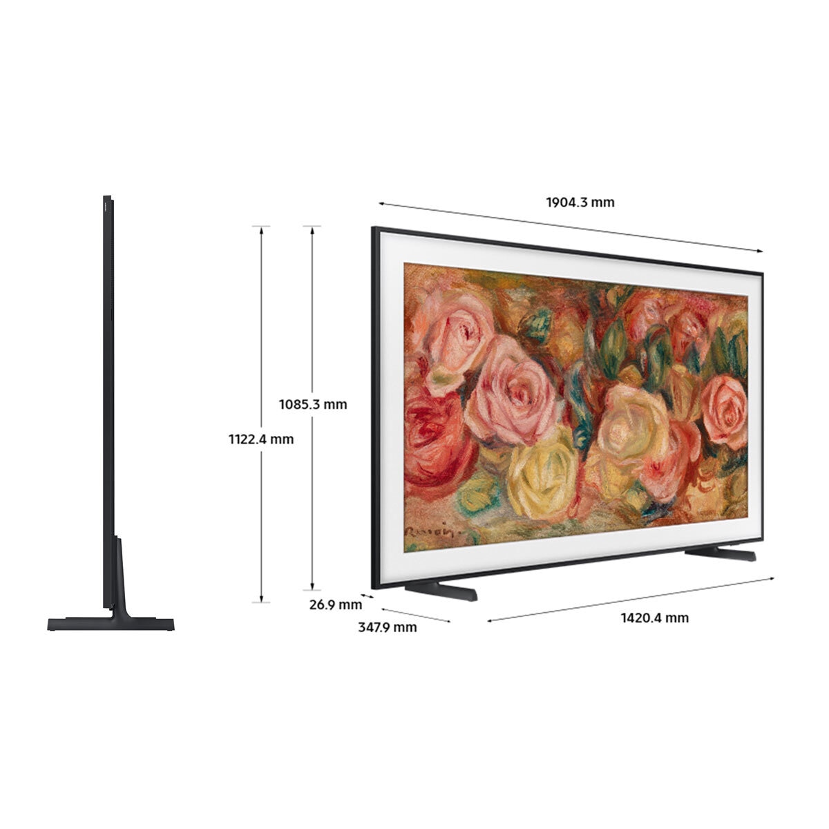 Dimensions for Samsung QE85LS03DAUXXU