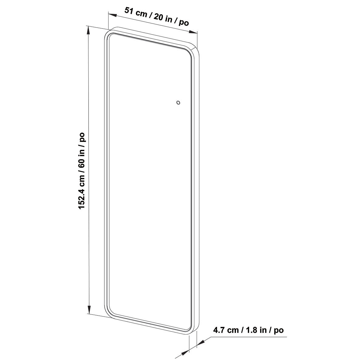 OVE Decors Lyon LED Leaner Mirror, 51 x 152 cm