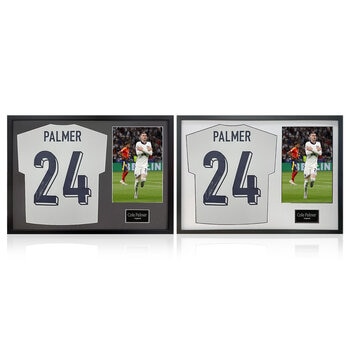 Cole Palmer Signed Framed England Football Shirt including 1 Photo in 2 Options: White or Black Mount