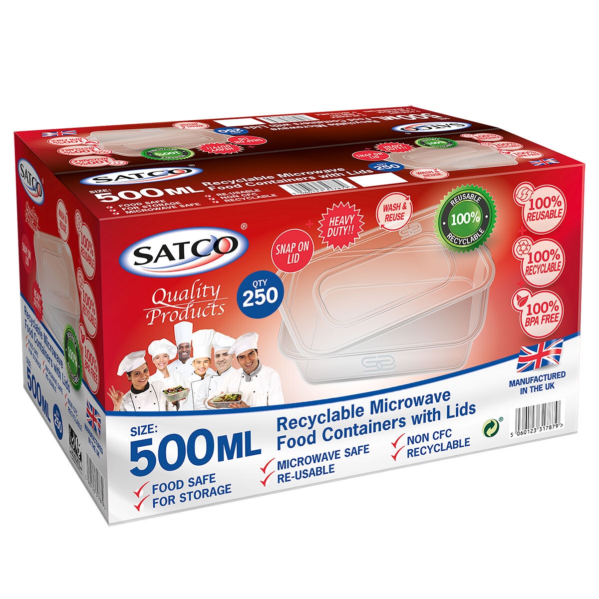 SATCO Plastic Takeaway Containers, 250 x 500ml