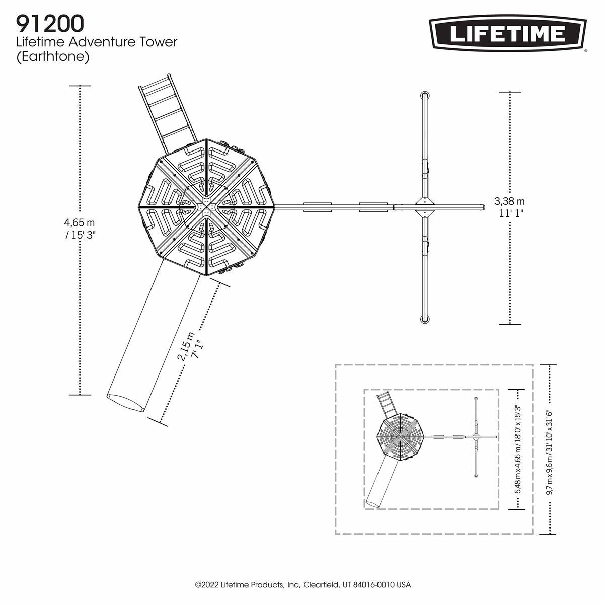 Diagram of the dimensions of the playset (from above) Diagram of the dimensions of the playset (from above)