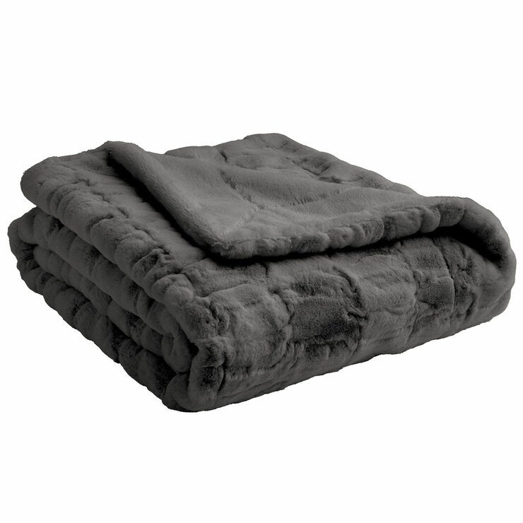 Safdie Luxury Faux Rabbit Fur Grey Throw, 127 x 178 cm Safdie Luxury Faux Rabbit Fur Grey Throw, 127 x 178 cm