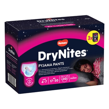 Huggies DryNites Pyjama Pants for Girls Years 4-7, 30 Pack