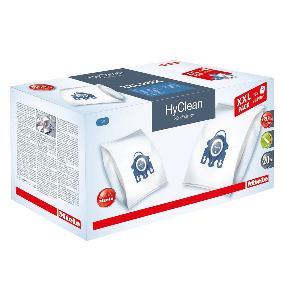 12x 3D Efficiency HyClean Dust AirClean Bags For Miele GN Vacuum Cleaner+Filters 