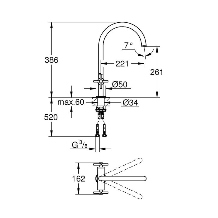 GROHE Atrio CSpout Two Handle Mixer Tap in Chrome Model 30362000