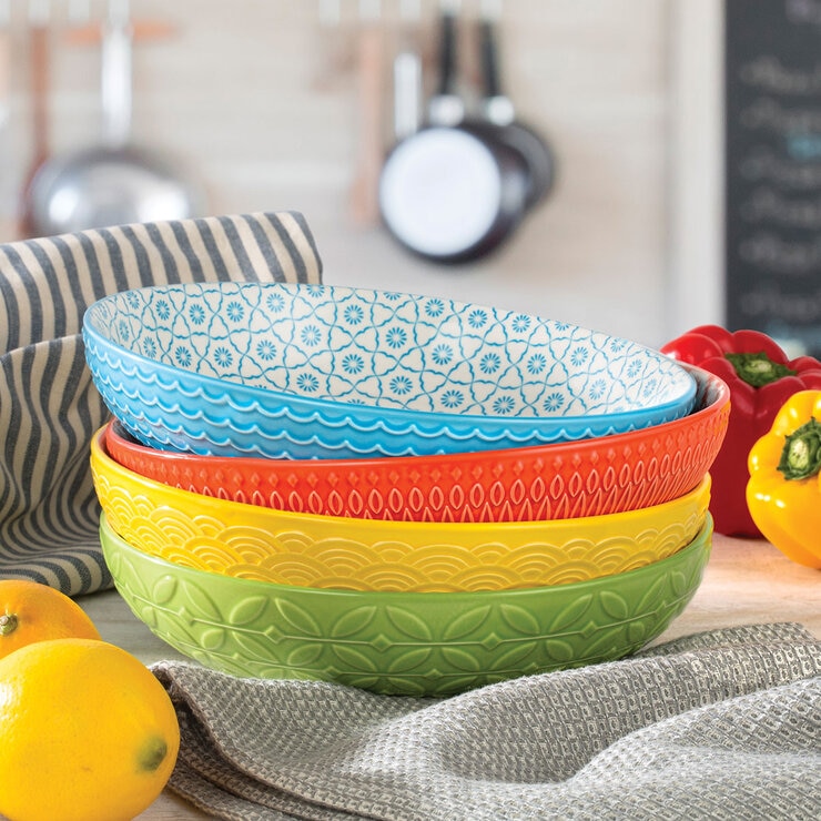 Signature Stoneware 4 Piece Serving Bowls Set