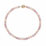 6-6.5mm Cultured Freshwater Multi Colour Pearl Necklace, 14ct Yellow Gold
