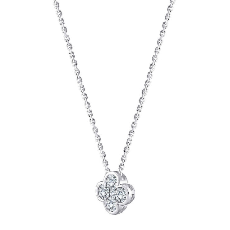 0.50ctw Round Brilliant Cut Diamond Clover Pendant 14ct White Gold