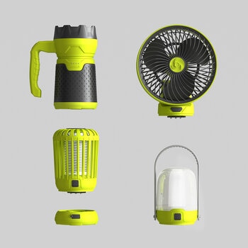 Graphic showing the different parts of the 4-in-1 Artika Outdoor Kit