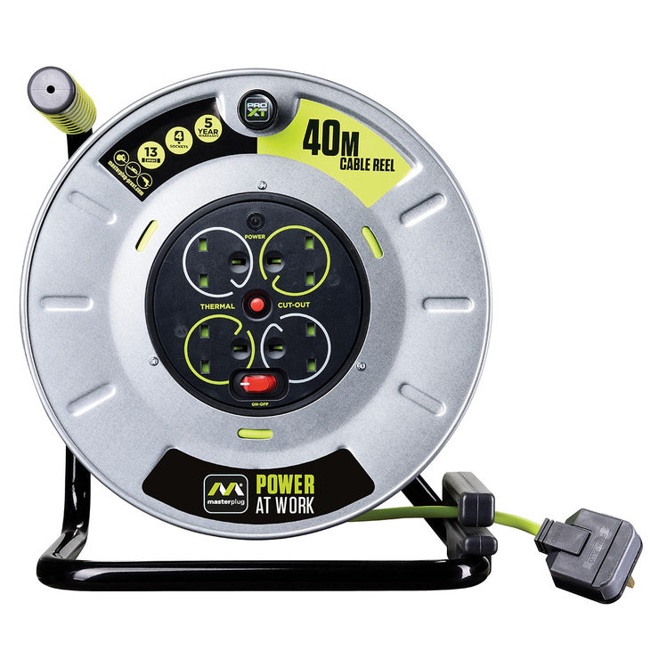 Masterplug 40m 4 Gang Metal Open Reel Extension Lead Costco UK